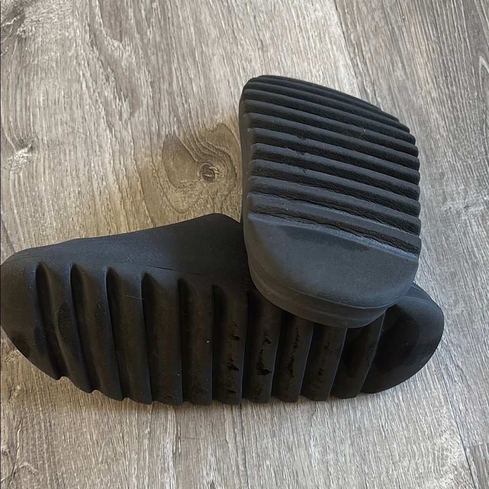 adidas Black Minimalist Slide Sandals with Contoured Footbed - Picture 5 of 7